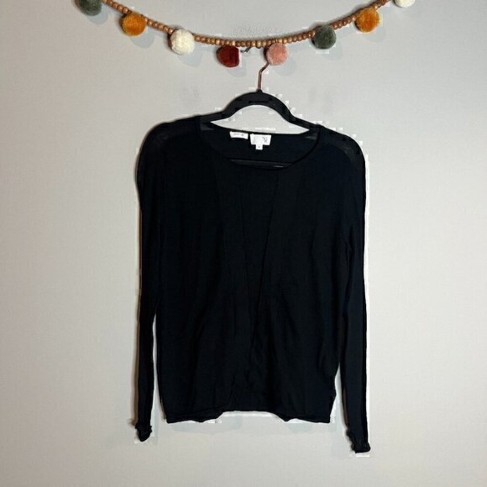 TSE Italian Yarn black mixed media cashmere sweater - Picture 1 of 7
